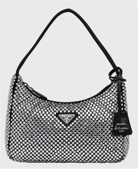 prada rhinestone bag|Prada sparkly hand bag.